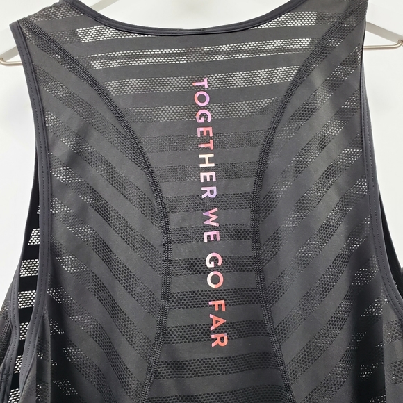 Lululemon Peloton Together We Go Far Off and Running Tank Black Striped Sheer - Picture 5 of 7